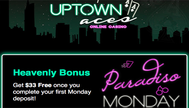 Get $33 Free plus a Jackpot Bonus at Uptown Aces Casino