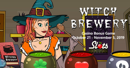 Win a Wicked Sum of up to $1,500 Playing the 'Witch Brewery' Halloween Slot at Slots Capital Casino
