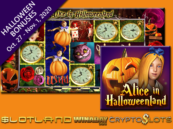 Alice in Halloweenland is Now Available at Slotland, WinADay and Crypto Slots Casino