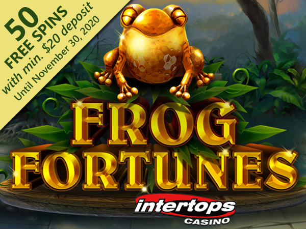 Frog Leap for Joy with Free Spins on the new Frog Fortunes Slot at Intertops Casino